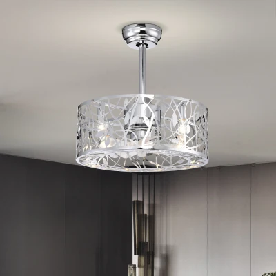 18" Industrial Style Ceiling Fan with Light, Chrome