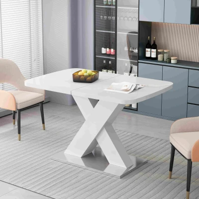 Modern Square Dining Table, White