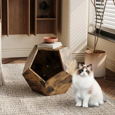 Modern Pet Furniture Cat Kennel Side Table, Antique brown