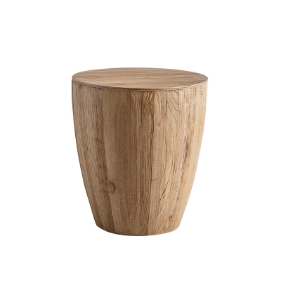 Vintage Style Barrel Shaped Coffee Table with Storage, Natural