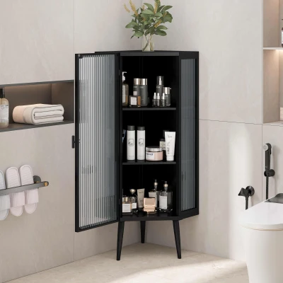 22.25'' Floor Corner Cabinet, Black