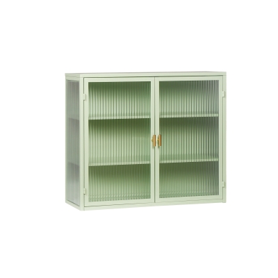27.56" Glass Doors Modern Two-Door Wall Cabinet with Three-Tier Storage for Entryway, Mint Green