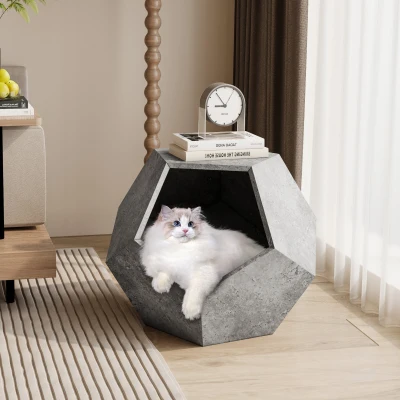Modern Pet Furniture Cat Litter Side Table, Cement Grey
