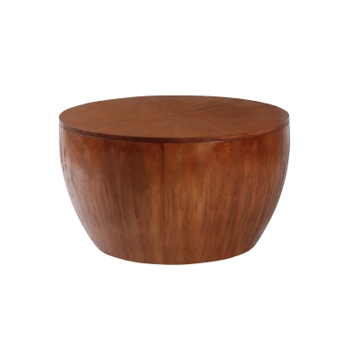31.5" Vintage Style Bucket Shaped Coffee Table with Storage Function for Office, Brown