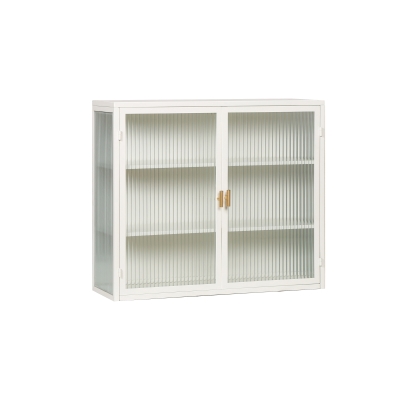 27.56" Modern Two-Door Wall Cabinet with Three-Tier Storage, White
