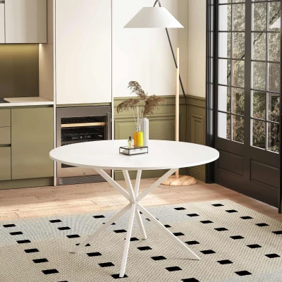 47.24'' Modern Cross Leg Round Dining Table, White