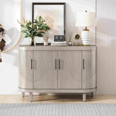 Modern Curved Sideboard, Champagne