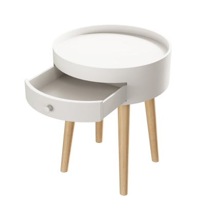 18" Storage Drawer Bedside Table, White