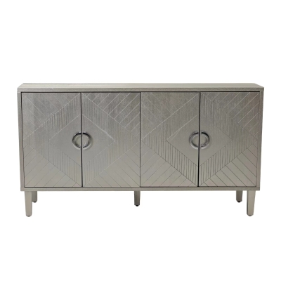 Stylish 4-Door Storage Cabinet with Pine Legs and MDF, Champagne