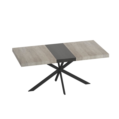 Retro Rectangular Stretch Dining Table with Storage Box, Grey