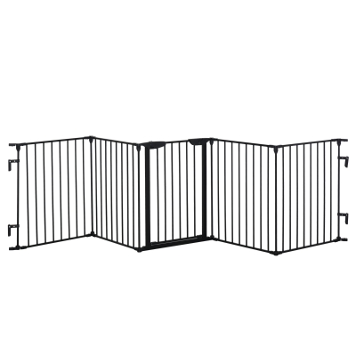 PawHut Foldable Dog Playpen Indoor for Small Medium Dogs with Door, for Stairway, Doorway, Hallway, Black