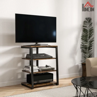 HOMCOM TV Stand Cabinet for 28" TVs, Adjustable Shelves, Rustic Brown