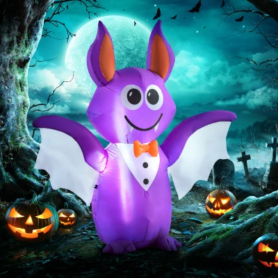 Outsunny 6ft Inflatable Halloween Bat, LED Garden Decor