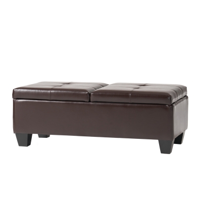 Storage Ottoman with Cushioned Top, Chocolate