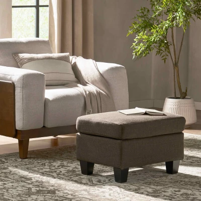 Fabric Ottoman with Contemporary Design, Chocolate