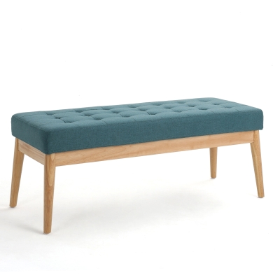 Fabric Ottoman with Cushioned Top, Teal