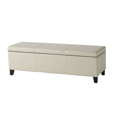 Storage Ottoman with Contemporary Design, Ivory