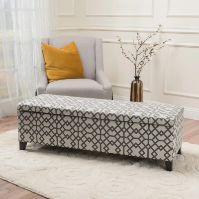 Cushioned Storage Ottoman with Sturdy Frame and Space-Saving Design, Grey