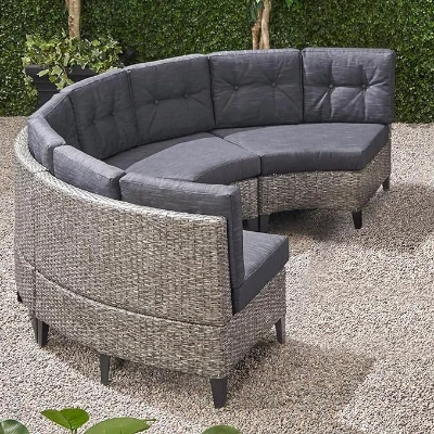 Outdoor 4 Seater Sofa, Black+Gray