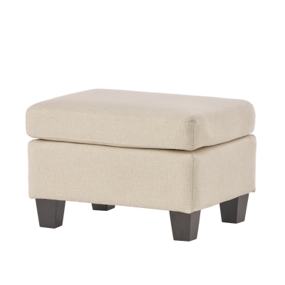 Fabric Ottoman with Smooth Upholstery, Linen