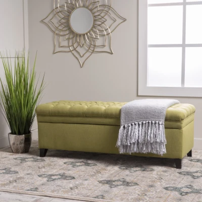 Storage Ottoman with Birch Legs, Green