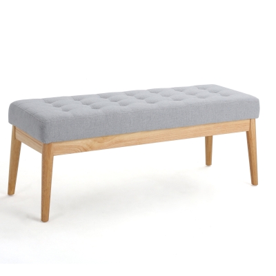 Fabric Ottoman with Cushioned Top, LIGHT GREY