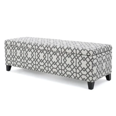 Cushioned Storage Ottoman with Sturdy Frame and Space-Saving Design, Grey