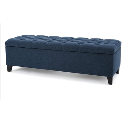 Storage Ottoman with Contemporary Design, Navy Blue