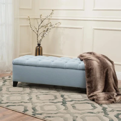 Storage Ottoman with Contemporary Design, Blue