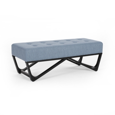 Ottoman with Cushioned Top, Light Blue