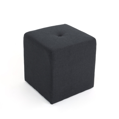 Modern Fabric Ottoman with Cushioned Top, Charcoal grey