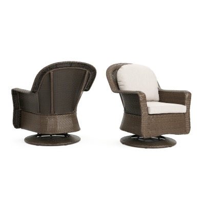 Swivel Club Chair Set of 2 with Water-Resistant Cushions, Brown
