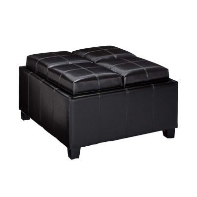 Storage Ottoman with Cushioned Top, Chocolate