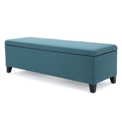 Storage Ottoman with Cushioned Top, Teal