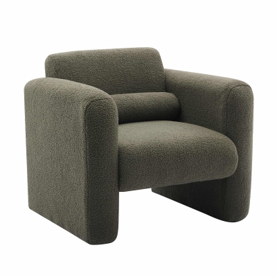 Comfy Reading Armchair with Soft Padded Cushion and Pillow for Living Room, Seaweed Green