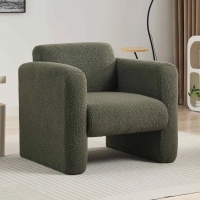 Comfy Reading Armchair with Soft Padded Cushion and Pillow for Living Room, Seaweed Green