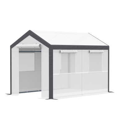 Outsunny 6.6' x 10' x 7' Heavy Duty Walk-In Greenhouse Vegetable Seed Growth Tent Outdoor Plant Growing Tunnel Warm House Flower Shed Backyard White