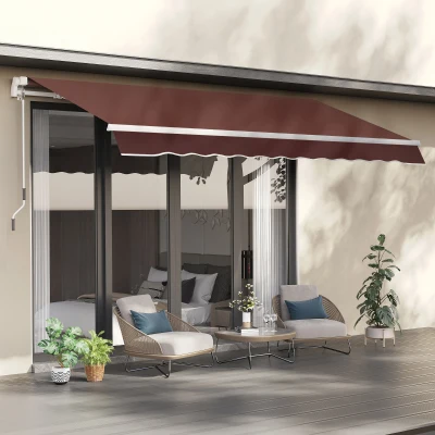 Outsunny Pop-Out Awning, UV & Rain Protection, Brown