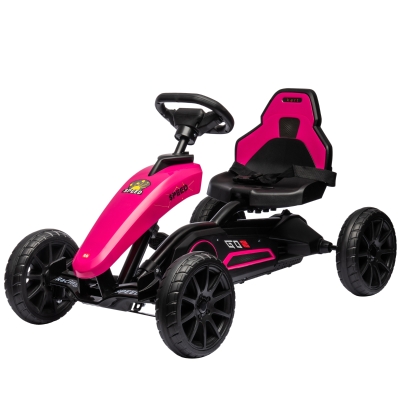 Aosom Kids Pedal Go Kart, Pink with Shock-Absorbing Wheels