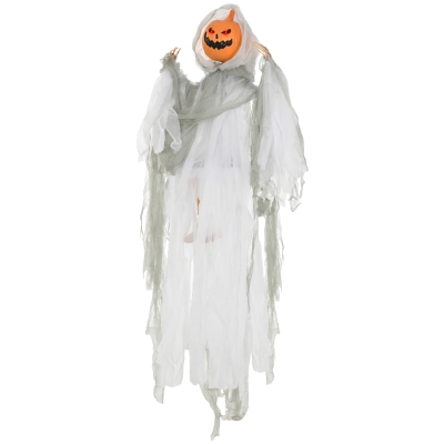 HOMCOM 3.9' Outdoor Halloween Hanging Pumpkin Ghost Prop