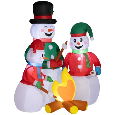 Outsunny 5 FT Inflatable Snowman Family with LED Lights