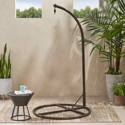 Iron Hammock Chair Stand with Durable Powder-Coated Frame, Brown