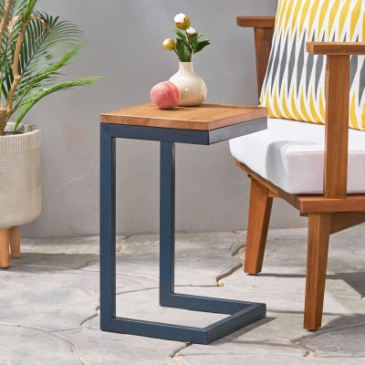 Small Size Firwood Antique Accent Table, Black