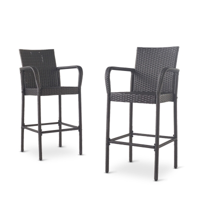 Outdoor Wicker Barstools Set of 2, Grey
