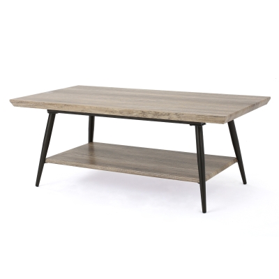 Mid-Century Coffee Table with Lower Shelf, Grey