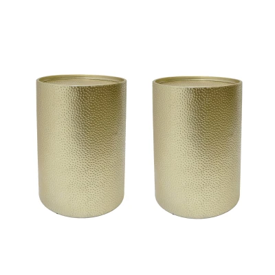 Hammered Metal Side Table Set of 2, Gold