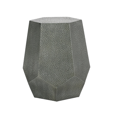 Modern Hammered Iron Geometric Side Table, Antique Silver