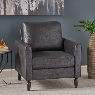 Contemporary Club Chair with Plush Microfiber Cushions, Black