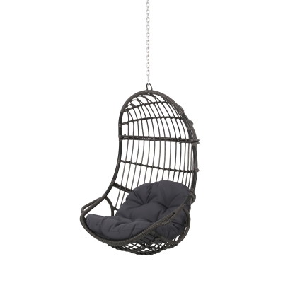 Outdoor/Indoor Wicker Swing Hanging Chair with 8ft Chain, Gray