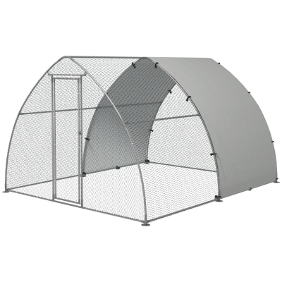 PawHut Metal Chicken Coop, Outdoor Poultry Cage for 8-12 Chickens